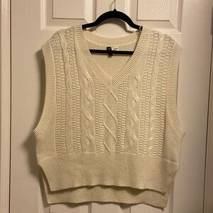 H&M white cable knit sweater vest